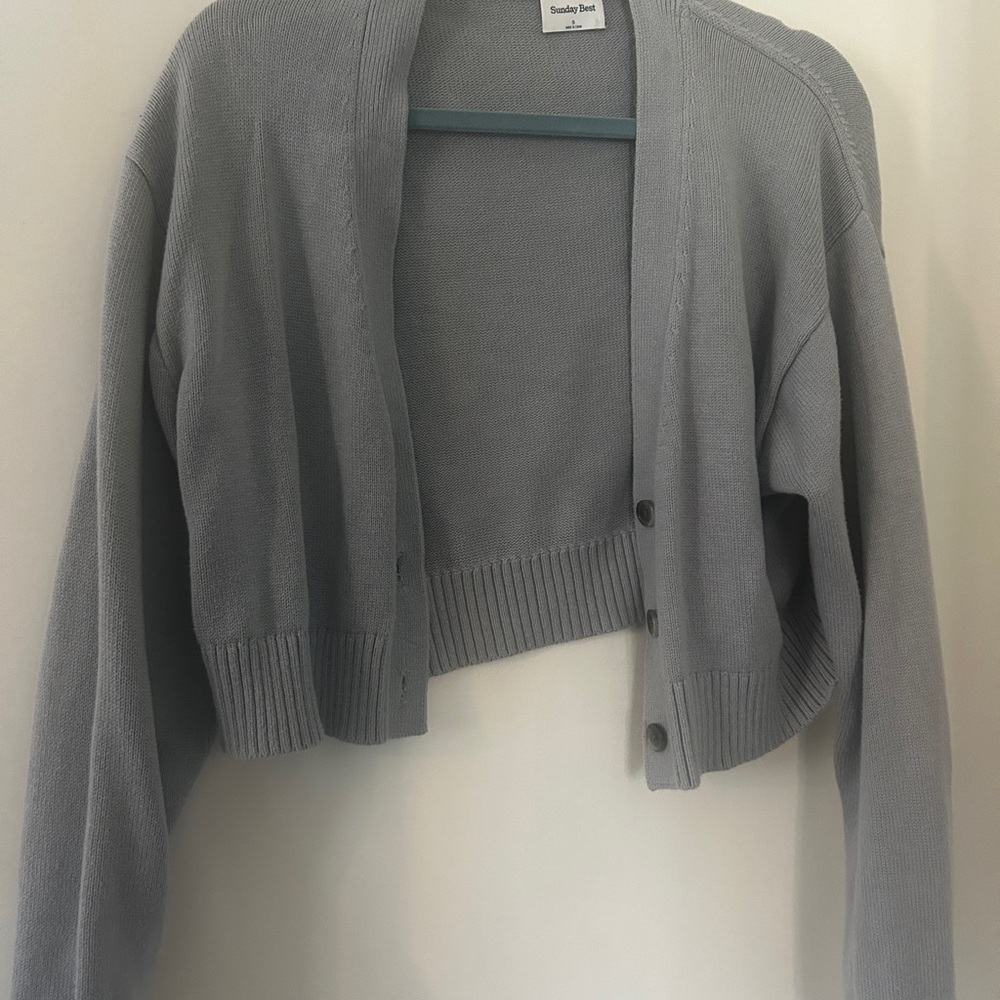 Aritzia Bianca Cropped Cardigan - size small , foil gray - Picture 5 of 5